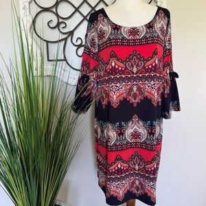 BE BY CHETTA B Size 16 Bell Sleeve Colorful Dress